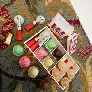 Wooden Toy Ice Cream Playset - Multicolor Pretend Dessert Set. Extra pieces